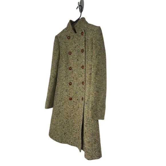 J. Crew Women's Vintage Green Wool Tweed Double-Breasted Peacoat 4 - Picture 2 of 9